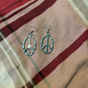 Silver Peace Sign Earrings